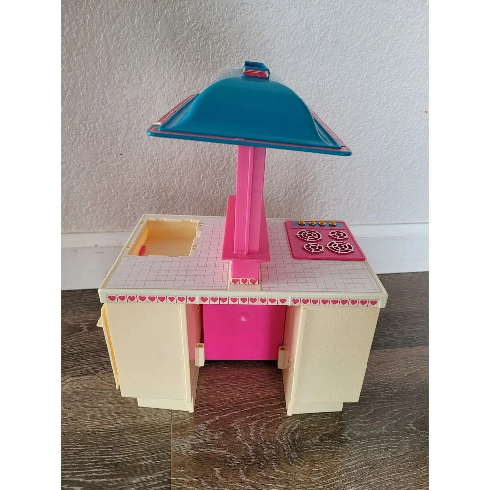 Vintage 1984 Barbie‎ Kitchen Play Mattel 9119-2159 Pink Heart Kitchen Center #5